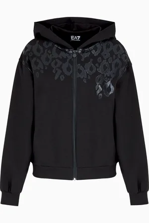 EA7 Sudadera Graphic Series de algodón elástico con capucha