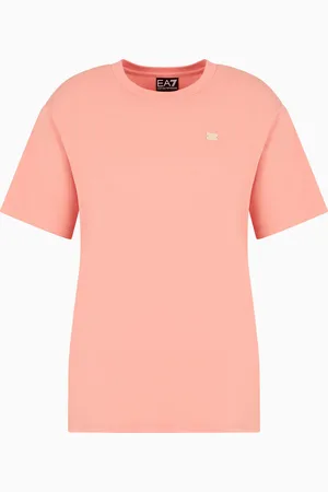 EA7 Camiseta de cuello redondo Core Lady de punto de algodón elástico