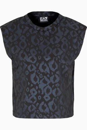 EA7 Top de cuello redondo de algodón elástico Graphic Series