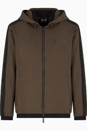 EA7 Sudadera con capucha de sarga técnica elástica Gold Label