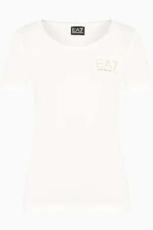 EA7 Camiseta de cuello redondo de mezcla de algodón y modal elástico Evolution