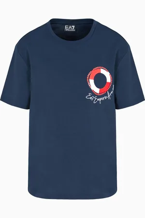 EA7 Camiseta de cuello redondo Costa Smeralda de punto de algodón