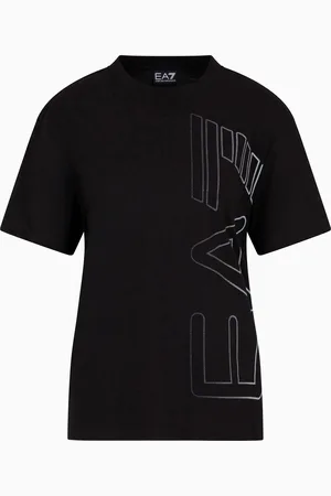 EA7 Camiseta de cuello redondo de algodón orgánico Logo Series