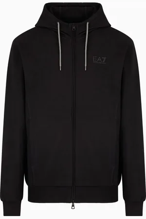 EA7 Sudadera con capucha y cremallera de algodón Visibility