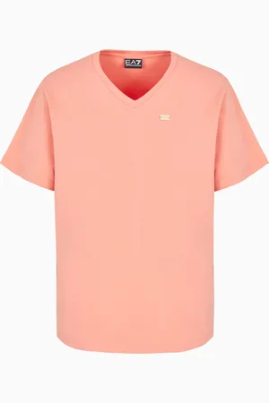 EA7 Camiseta Core Lady de punto de algodón elástico con cuello de pico