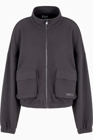 EA7 Sudadera con bolsillos aplicados de mezcla de algodón elástico