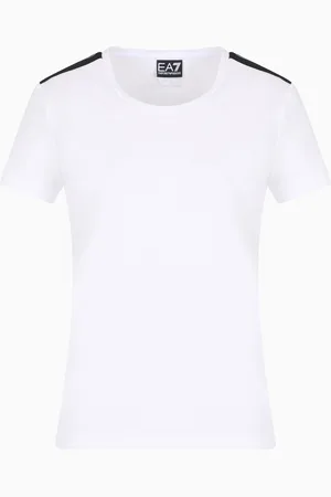 EA7 Camiseta de punto de algodón elástico Logo Series
