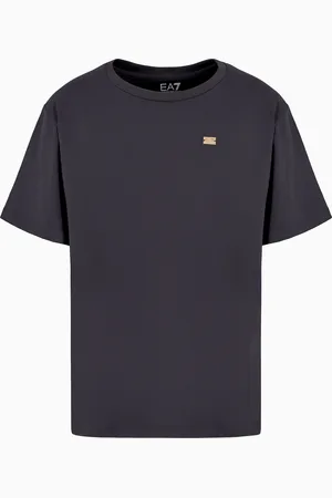EA7 Camiseta de cuello redondo Core Lady de punto de algodón elástico
