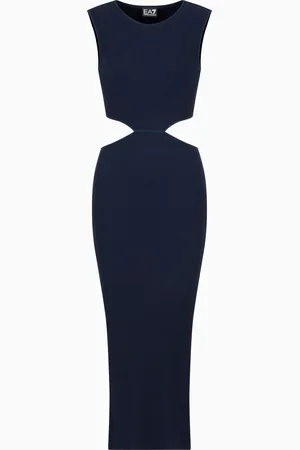 EA7 Vestido con abertura de mezcla de viscosa elástica Costa Smeralda