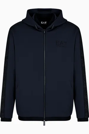 EA7 Sudadera con capucha de sarga técnica elástica Gold Label