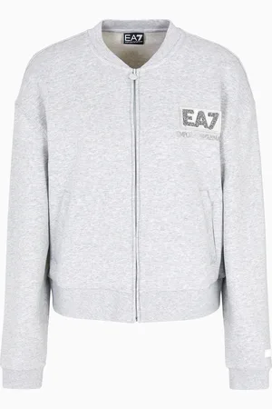 EA7 Sudadera de cuello redondo Logo Series de algodón elástico