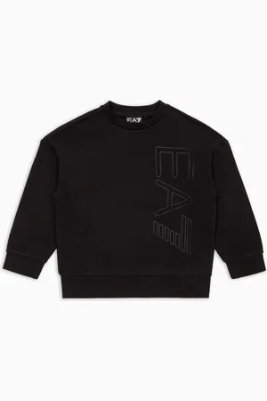 EA7 Sudadera de cuello redondo Logo Series Boy en algodón elástico
