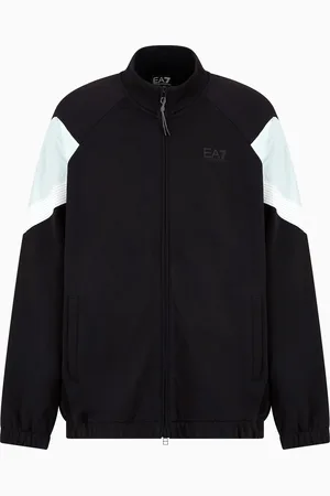 EA7 Sudadera tipo cárdigan 7 Lines en punto de algodón