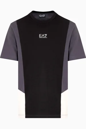 EA7 Camiseta de cuello redondo Summer Block en punto de algodón