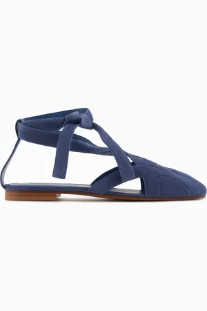 Emporio Armani Sandalia de ante con abertura y tira Icon