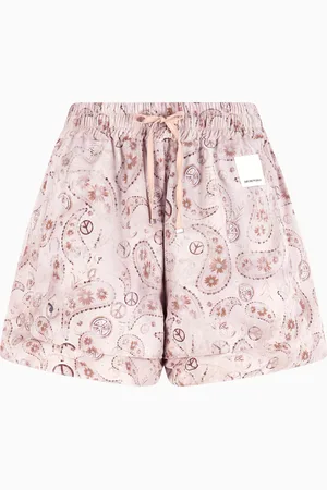 Emporio Armani Pantalones cortos de satén con estampado integral paisley cápsula Peace ASV