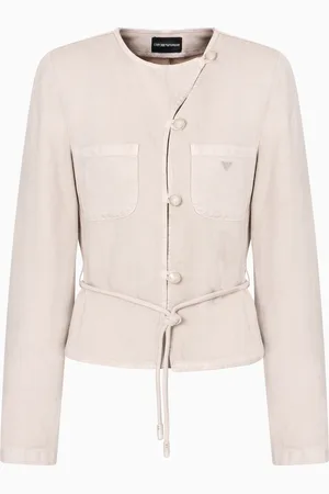 Emporio Armani Chaqueta con cordón de lyocell y lino teñido en prenda ASV