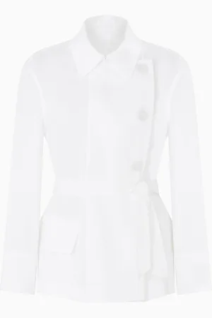 Emporio Armani Chaqueta camisera de lino puro con panel