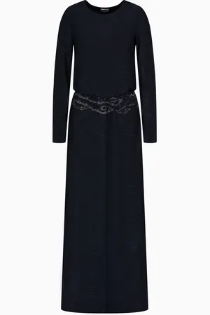 Giorgio Armani Vestido largo en tejido jacquard de punto de viscosa