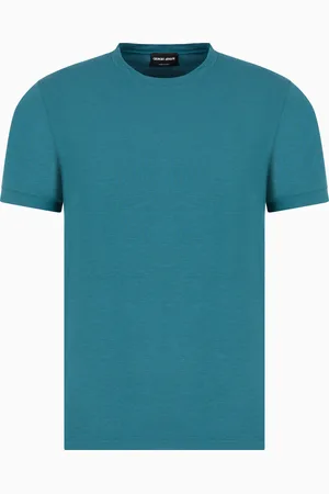 Giorgio Armani Camiseta de punto de viscosa el??stico con cuello redondo y manga corta