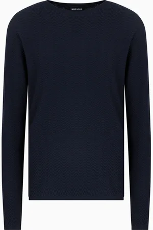 Giorgio Armani Jersey de lana virgen con cuello redondo y motivo chevr??n