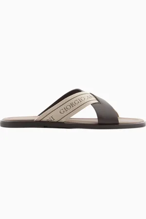 Giorgio Armani Sandalia de piel y cinta bicolor