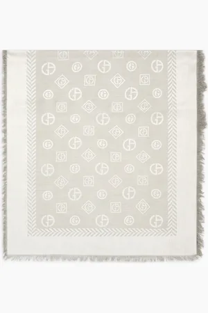 Giorgio Armani Estola de lana virgen y seda con monograma en tejido jacquard