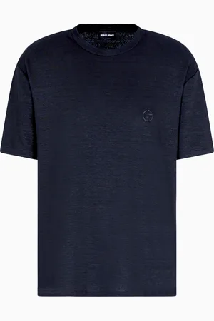 Giorgio Armani Camiseta de cuello redondo en lino el??stico