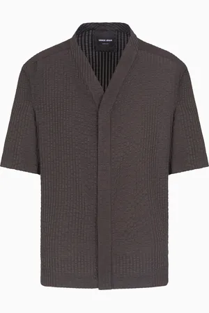 Giorgio Armani Camisa de manga corta de mezcla de sirsaca de algod??n