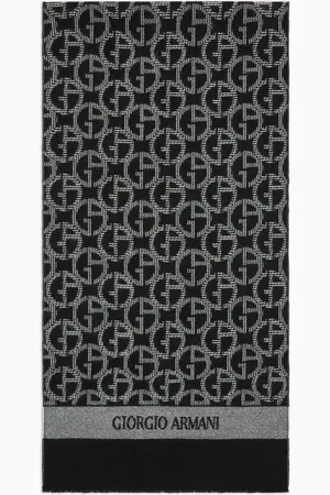Giorgio Armani Bufanda de lana con monograma en tejido jacquard
