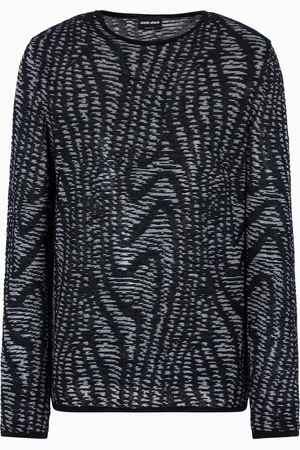 Giorgio Armani Jersey de cuello redondo en algod??n, viscosa y cachemir con elaboraci??n en tejido jacquard