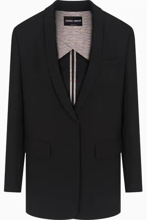 Giorgio Armani Chaqueta de abotonadura sencilla de grain de poudre de lana el??stica