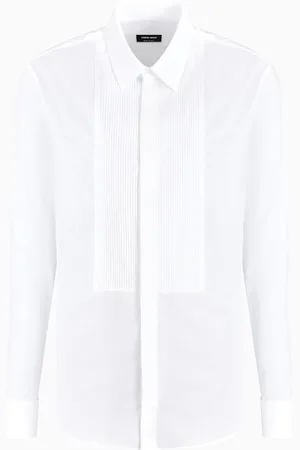 Giorgio Armani Camisa de esmoquin de algod??n con detalle plisado