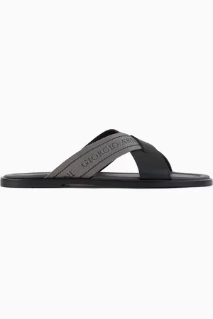 Giorgio Armani Sandalia de piel y cinta bicolor