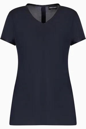 Giorgio Armani Blusa de charm??s de seda con cuello de pico