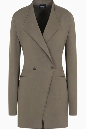 Giorgio Armani Chaqueta de abotonadura doble larga de viscosa y lino