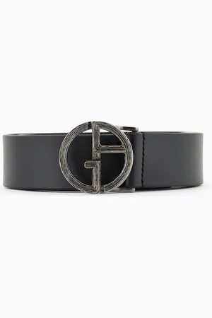 Giorgio Armani Cintur??n de piel con logotipo GA