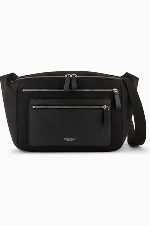 Giorgio Armani Bolso bandolera grande de nailon y cuero plena flor ASV