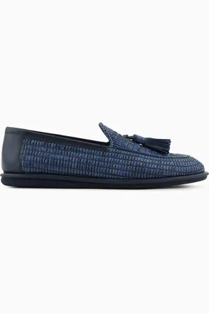 Giorgio Armani Mocasines de rafia trenzada con borlas