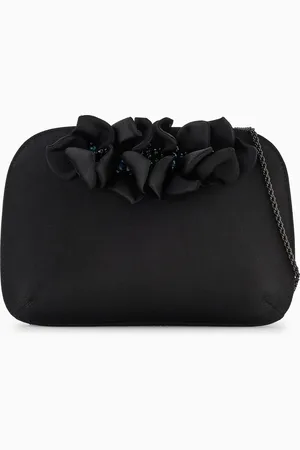 Giorgio Armani Bolso de mano la Prima de sat??n con flores aplicadas