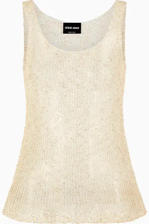 Giorgio Armani Top en punto de l??rex con lentejuelas