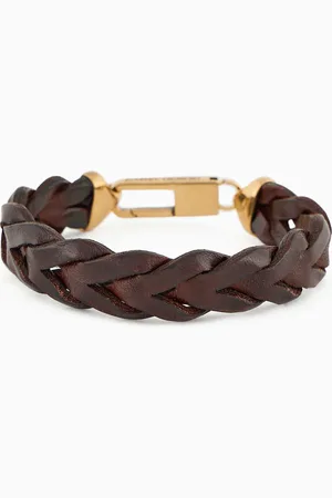 Giorgio Armani Pulsera de plata 925 y piel trenzada