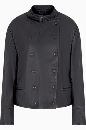 Giorgio Armani Chaqueta de abotonadura doble en napa y lino