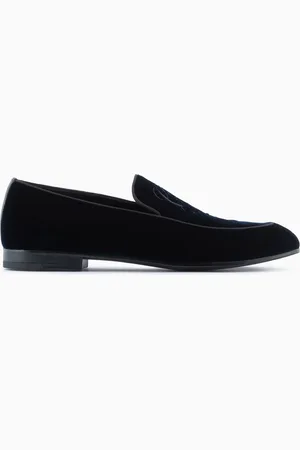 Giorgio Armani Mocasines de terciopelo con logotipo bordado