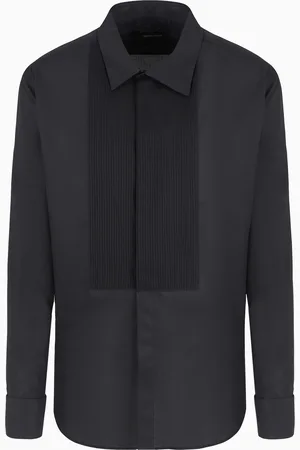 Giorgio Armani Camisa de esmoquin de algod??n con detalle plisado