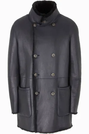 Giorgio Armani Abrigo de abotonadura doble reversible de piel de carnero