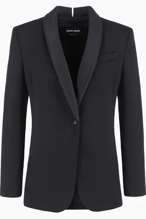 Giorgio Armani Chaqueta de abotonadura sencilla en seda y lino con lavado enzim??tico