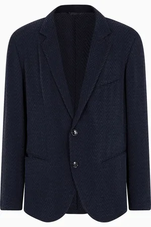 Giorgio Armani Chaqueta de abotonadura sencilla de cupro y viscosa con motivo chevr??n