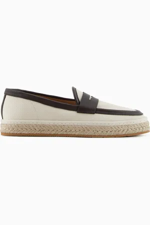 Giorgio Armani Mocasines de lona y napa con suela de cuerda