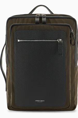 Giorgio Armani Mochila de nailon y cuero plena flor ASV